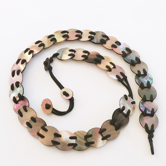 Sea Shell Womens Boho Abalone Belt  Sz: 32" 34"  - Picture 2 of 7